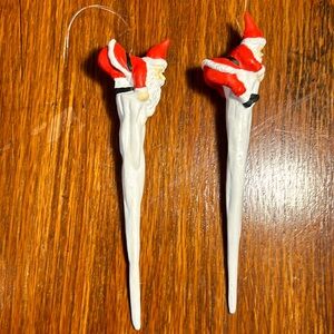 Vintage Ceramic Porcelain Santa Icicle Christmas Tree Ornaments